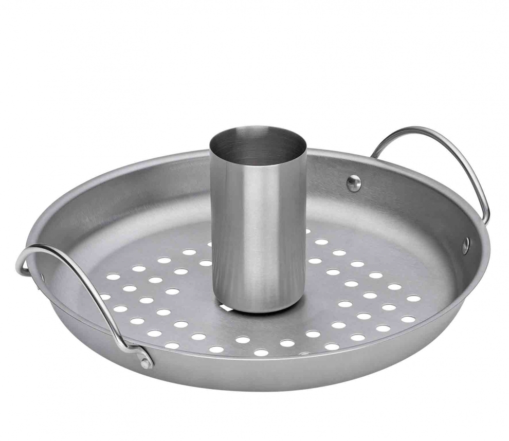 Rotis Inox Support pour poulet rôti en inox ø 20 x 10 cm spécial barbecue ...