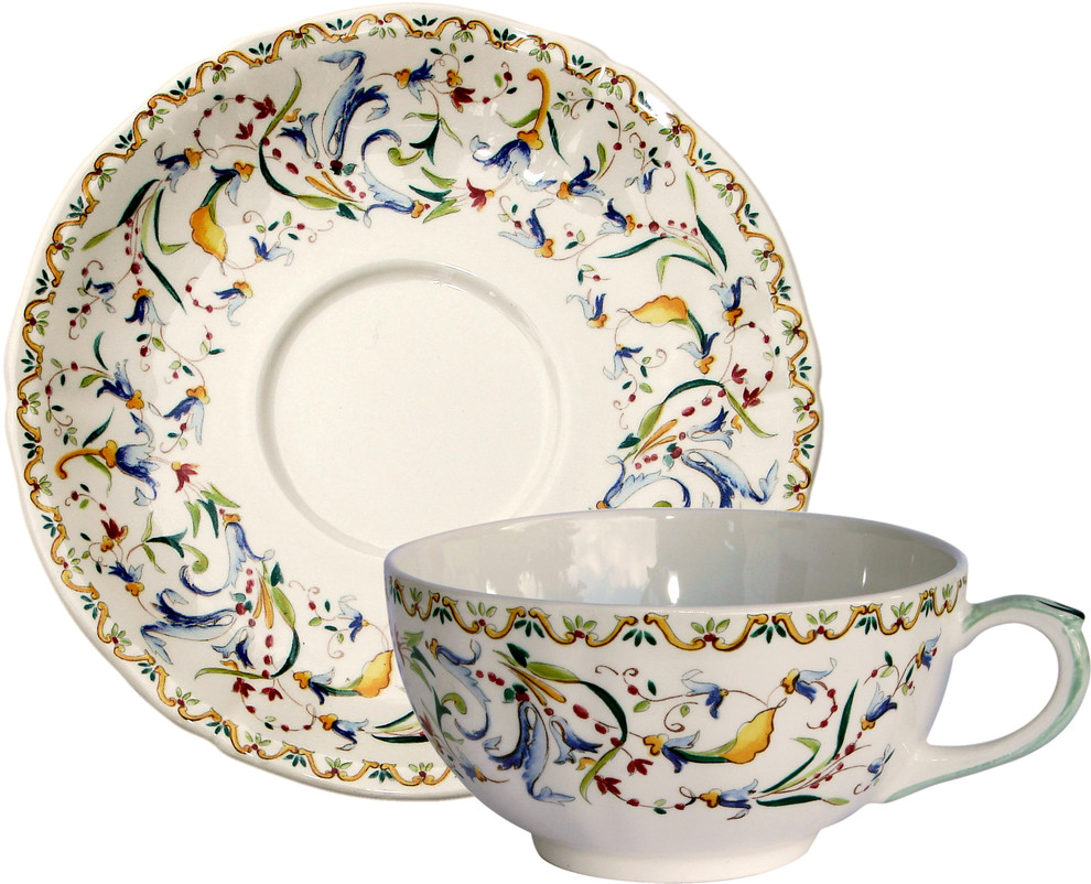 Tasse & Soucoupe en Faïence Déjeuner Oiseaux Du Paradis - 0111PTDE26